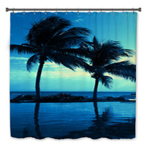 Coconut Tree Silhouette On The Beach Bath Decor 68736905