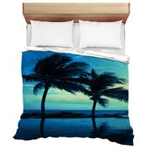 Coconut Tree Silhouette On The Beach Bedding 68736905