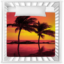 Coconut Tree Silhouette On The Beach Nursery Decor 67600332