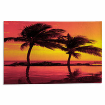 Coconut Tree Silhouette On The Beach Rugs 67600332