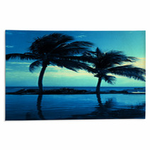 Coconut Tree Silhouette On The Beach Rugs 68736905