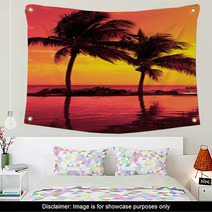 Coconut Tree Silhouette On The Beach Wall Art 67600332