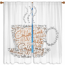Coffee Time - Tag Cloud Window Curtains 82979411