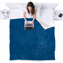 Cogs Blueprint (layered For Easy Editing) Blankets 11934045