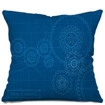 Cogs Blueprint (layered For Easy Editing) Pillows 11934045