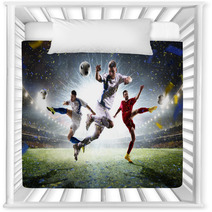 Collage Adult Soccer Players In Action On Stadium Panorama Nursery Decor 133529572