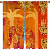 Collage Mit Elefant Window Curtains 24333739