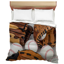 Collection Of Baseball Gloves And Baseballs. Bedding 64969347
