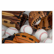 Collection Of Baseball Gloves And Baseballs. Rugs 64969347
