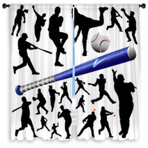 Collection Of Baseball Vector Window Curtains 15516282
