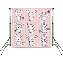 Collection Of Funny And Cute Happy Kawaii Rabbits Backdrops 44751709