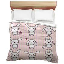 Collection Of Funny And Cute Happy Kawaii Rabbits Bedding 44751709