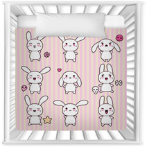 Collection Of Funny And Cute Happy Kawaii Rabbits Nursery Decor 44751709