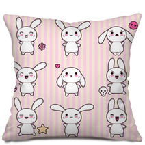 Collection Of Funny And Cute Happy Kawaii Rabbits Pillows 44751709