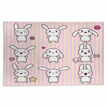 Collection Of Funny And Cute Happy Kawaii Rabbits Rugs 44751709