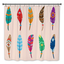 Collection Of Vector Colored Feathers Bath Decor 67549262