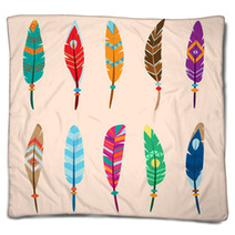 Collection Of Vector Colored Feathers Blankets 67549262