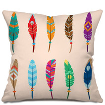 Collection Of Vector Colored Feathers Pillows 67549262