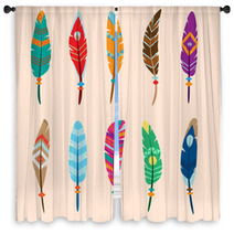 Collection Of Vector Colored Feathers Window Curtains 67549262