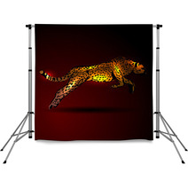 Color Vector Illustration Of A Leaping Jaguar Backdrops 96072826