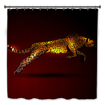 Color Vector Illustration Of A Leaping Jaguar Bath Decor 96072826