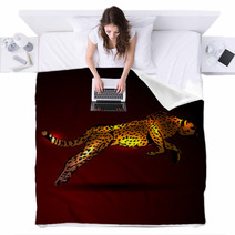Color Vector Illustration Of A Leaping Jaguar Blankets 96072826
