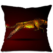 Color Vector Illustration Of A Leaping Jaguar Pillows 96072826
