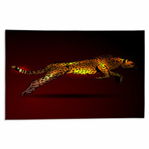 Color Vector Illustration Of A Leaping Jaguar Rugs 96072826