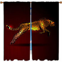 Color Vector Illustration Of A Leaping Jaguar Window Curtains 96072826