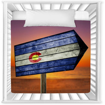 Colorado Flag On Wooden Table Sign On Beach Background Nursery Decor 89376599