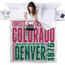 Colorado Usa State Map Tag Cloud Blankets 60207156