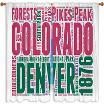 Colorado Usa State Map Tag Cloud Window Curtains 60207156
