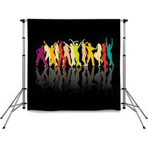 Colored Dancing Silhouettes Backdrops 47977345