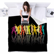 Colored Dancing Silhouettes Blankets 47977345