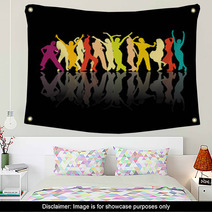 Colored Dancing Silhouettes Wall Art 47977345
