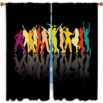 Colored Dancing Silhouettes Window Curtains 47977345