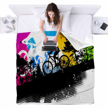 Colored Mountain Bike Abstract Background Blankets 23196961