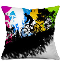 Colored Mountain Bike Abstract Background Pillows 23196961