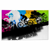 Colored Mountain Bike Abstract Background Rugs 23196961