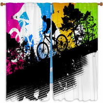 Colored Mountain Bike Abstract Background Window Curtains 23196961