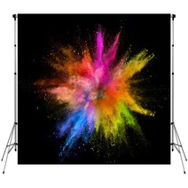 Colored Powder Explosion Isolated On Black Background Backdrops 209929414