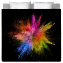 Colored Powder Explosion Isolated On Black Background Bedding 209929414