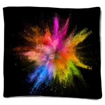 Colored Powder Explosion Isolated On Black Background Blankets 209929414