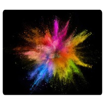 Colored Powder Explosion Isolated On Black Background Rugs 209929414