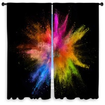 Colored Powder Explosion Isolated On Black Background Window Curtains 209929414