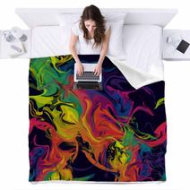 Colorful Abstract Mixture Of Fluid Paint Digital Art Blankets 69217682
