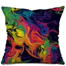Colorful Abstract Mixture Of Fluid Paint Digital Art Pillows 69217682
