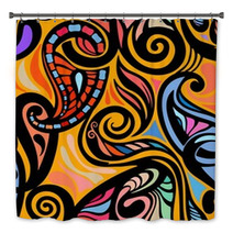 Colorful Abstract Seamless Paisley Pattern Bath Decor 54733223