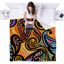 Colorful Abstract Seamless Paisley Pattern Blankets 54733223