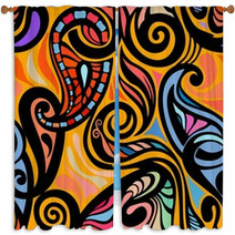 Colorful Abstract Seamless Paisley Pattern Window Curtains 54733223